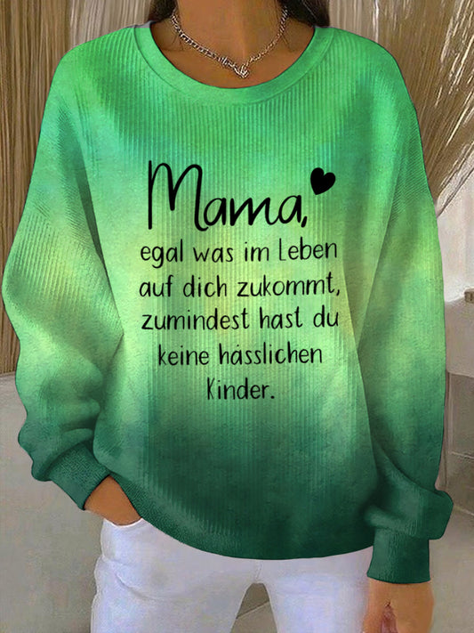 Frauen Muttertag Geschenk Geripptes Rundhals-Sweatshirt