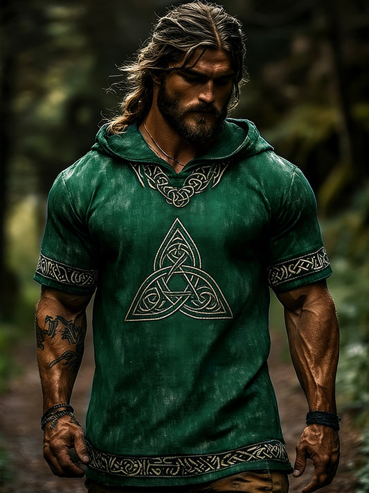 Herren-Celtic-Retro-Kapuzen-T-Shirt mit kurzen Ärmeln
