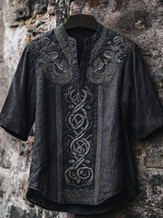 Herren-Viking-Shirt mit V-Ausschnitt und Print