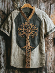 Herren-Viking-Shirt mit V-Ausschnitt und Print