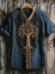 Herren-Viking-Shirt mit V-Ausschnitt und Print