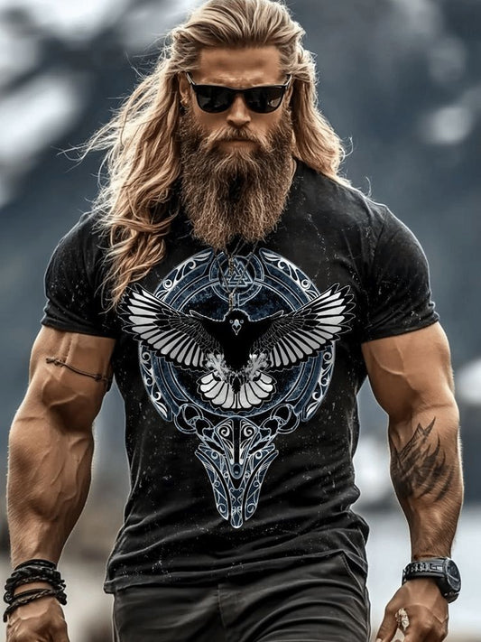 Herren-Viking-Print-T-Shirt