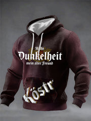 Herren-Hoodie aus Baumwolle mit Karomuster und dem Aufdruck „Hello Darkness My Old Friend“