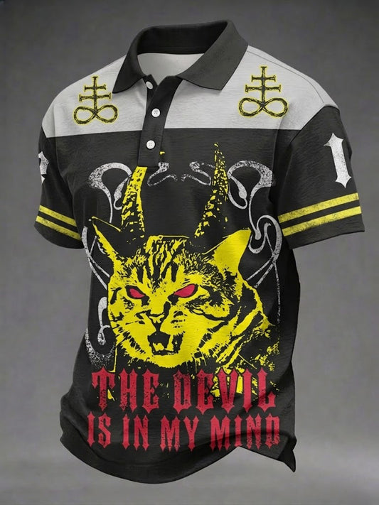 Herren-Shirt mit Druck „The Devil is in My Mind“