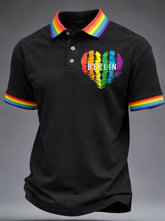 Herren-T-Shirt mit Christopher-Street-Day-Print und kurzen Ärmeln