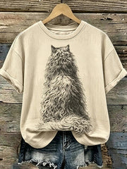 Damen-T-Shirt mit süßem Katzen-Print