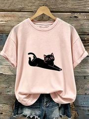 Damen-T-Shirt mit süßem Katzen-Print