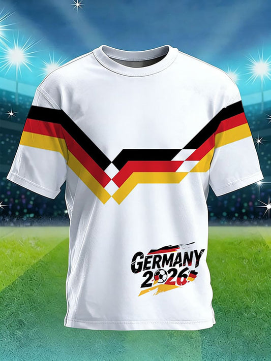 Herren-Fußballfan-Shirt aus Deutschland mit Print und kurzen Ärmeln