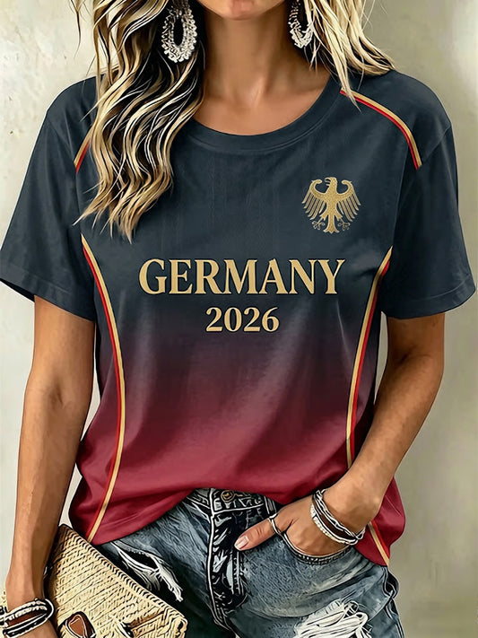 Damen-Graphic-T-Shirt für deutsche Fußballfans