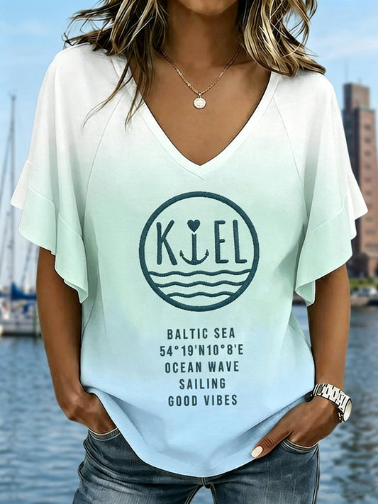 Damen-Kieler-Woche-Print-Lässiges T-Shirt