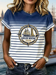 Damen-Kieler-Woche-Print-Lässiges T-Shirt