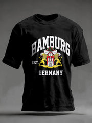 Herren-Hafengeburtstag-Print-T-Shirt mit kurzen Ärmeln