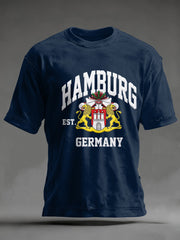Herren-Hafengeburtstag-Print-T-Shirt mit kurzen Ärmeln