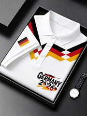 Herren-Fußballfan-Shirt mit Deutschland-Print und kurzen Ärmeln