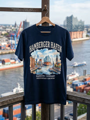 Herren-Hafengeburtstag-Print-Shirt mit kurzen Ärmeln
