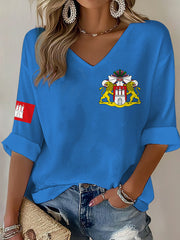 Damen-Hafengeburtstag-Print-Waffel-T-Shirt