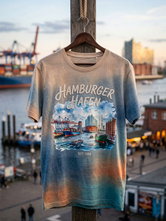 Herren-Hafengeburtstag-Print-Shirt mit kurzen Ärmeln