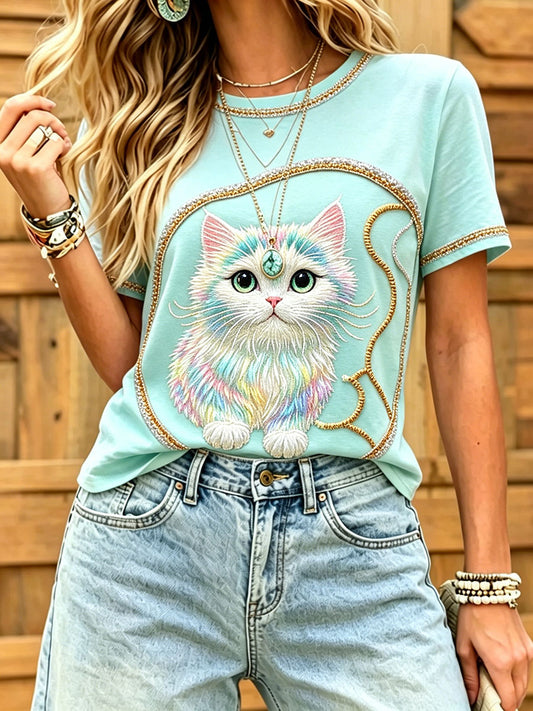 Damen-T-Shirts mit Katzenmuster