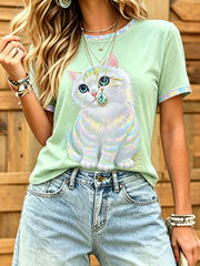 Damen-T-Shirts mit Katzenmuster