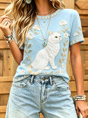 Damen-T-Shirts mit Katzenmuster