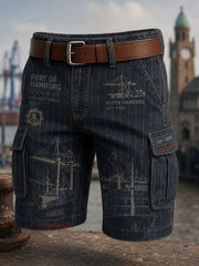 Herren-Retro-Shorts mit Hafenmotiv in lässigem Stil