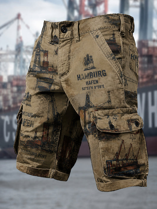 Herren-Retro-Shorts mit Hafenmotiv in lässigem Stil