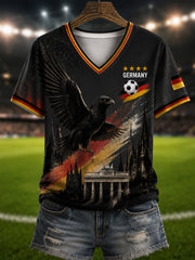 Damen-T-Shirt mit Aufdruck „Deutsche Fußballfans 2026“