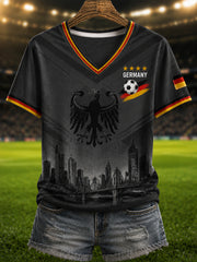 Damen-T-Shirt mit Aufdruck „Deutsche Fußballfans 2026“