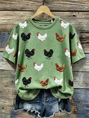 Kurz ärmel iges T-Shirt mit Aufdruck Damen huhn in verschiedenen Farben
