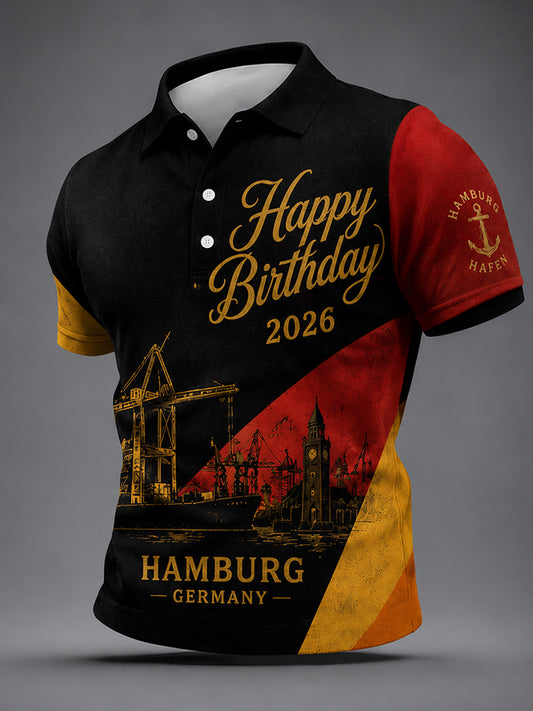 Herren-T-Shirt zur Erinnerung an den Geburtstag des Hamburger Hafens