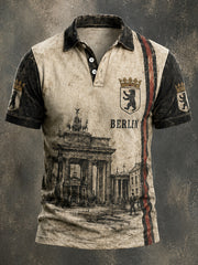Herren-Retro-Hemd aus Berlin mit Kurzarm und Print
