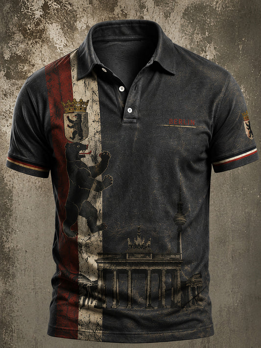 Herren-Retro-Hemd aus Berlin mit Kurzarm und Print