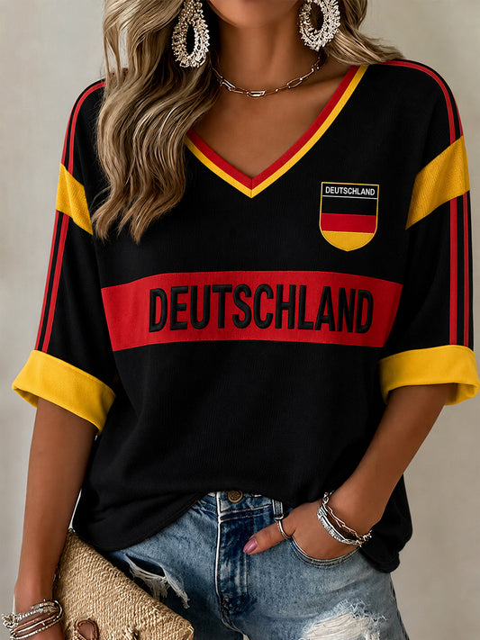 Damen-Fußballfan-Graphic-Waffel-T-Shirt in Deutschland