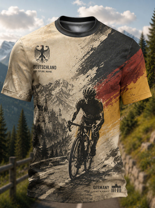 Herren-Radtrikot aus Deutschland Kurzarm-Casual-T-Shirt
