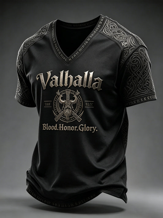 Herren-Valhalla-V-Ausschnitt-T-Shirt