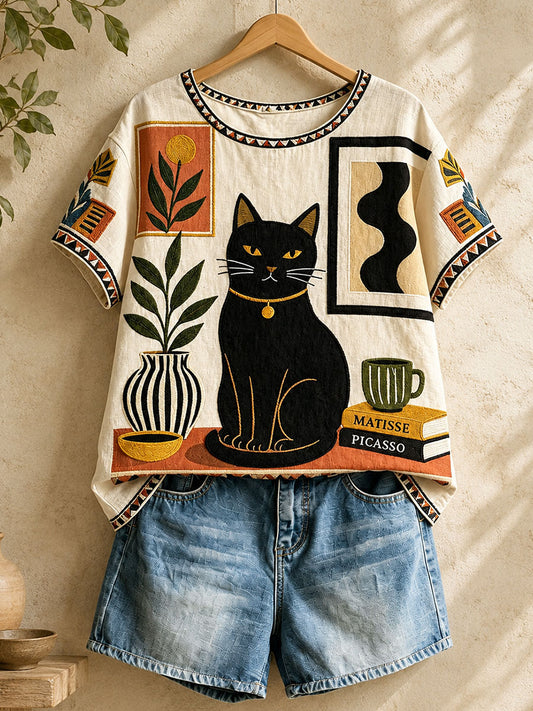 Katzen-Kunst-Freizeit-Tops für Frauen