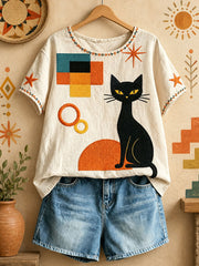 Geometrische Katzen kunst lässige Oberteile für Frauen