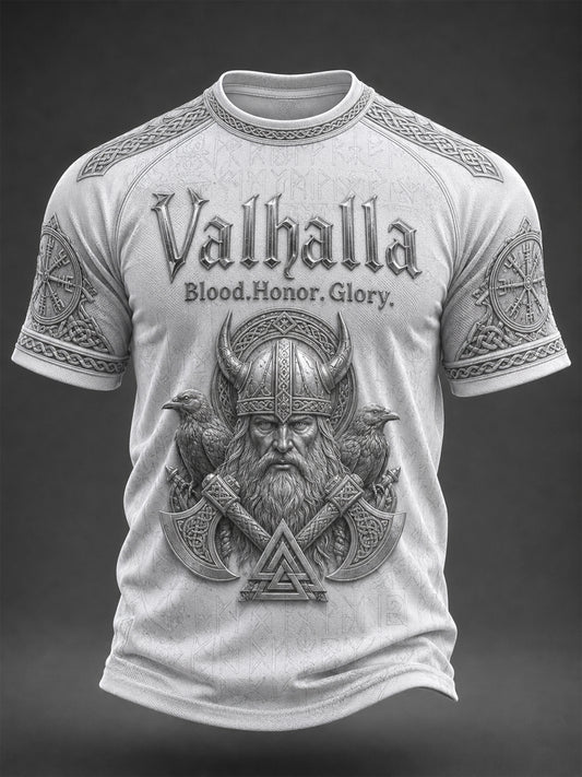 Herren-T-Shirt Valhalla mit Aufdruck, lässig, Kurzarm
