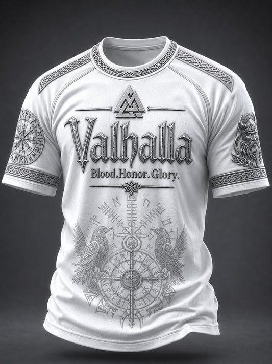 Herren-T-Shirt Valhalla mit Aufdruck, lässig, Kurzarm