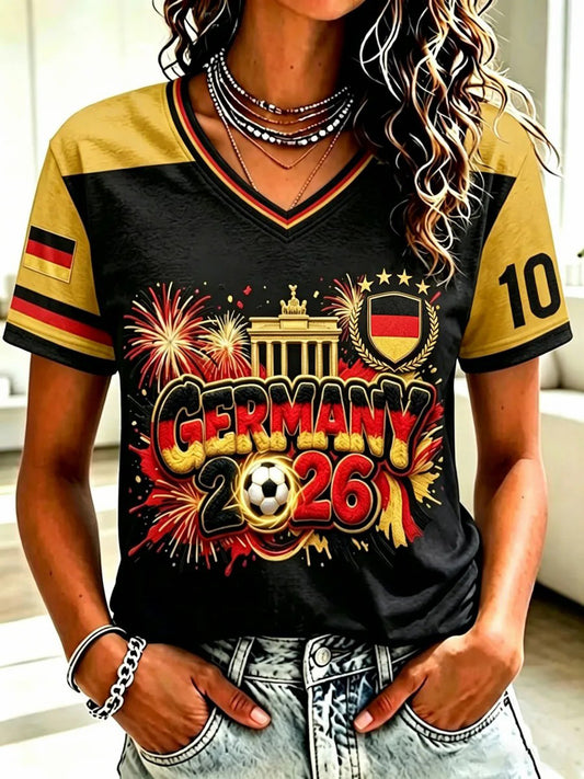 Damen-T-Shirt mit Fußballfan-Print von Deutschland