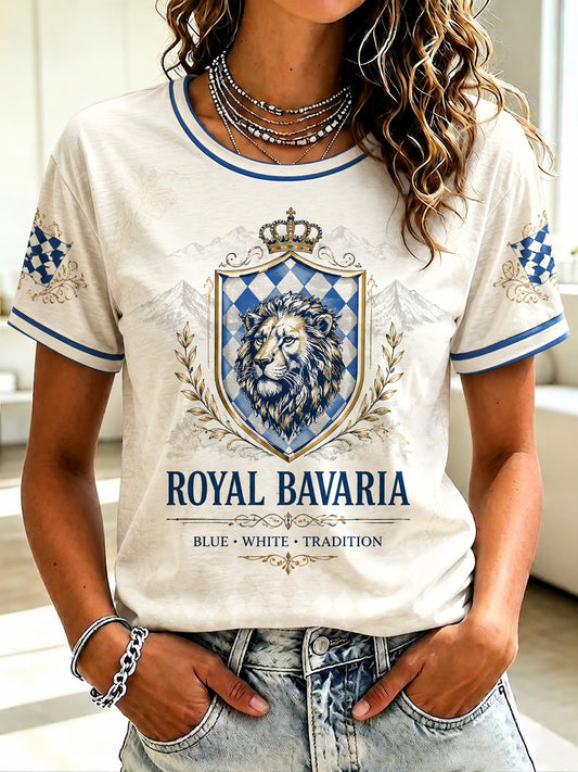 Damen-T-Shirt mit bayerischem Löwen-Print