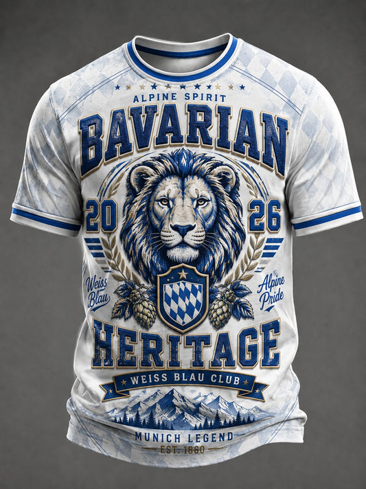 Herren-T-Shirt mit deutschem bayerischem Löwen-Print