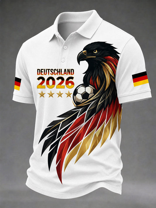 Herren-Fußballfan-T-Shirt mit deutschem Motiv, lässig geschnitten