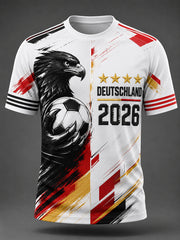 Herren-T-Shirt mit kurzem Ärmel und Fußballmotiv für deutsche Fans