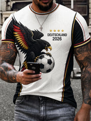 Herren-T-Shirt mit deutschem Fußballfan-Print und kurzen Ärmeln