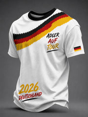 Herren-Fußballfan-T-Shirt aus Deutschland mit Aufdruck und kurzen Ärmeln