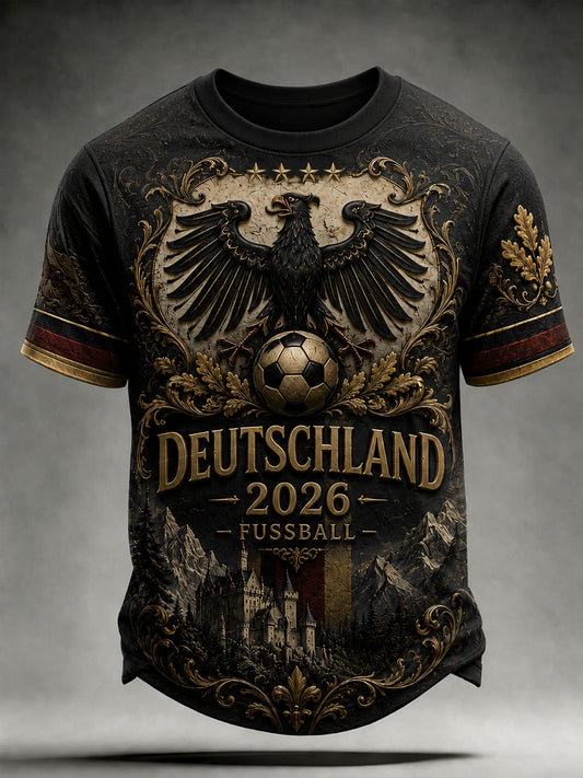 Herren-Vintage-Deutschland-Fußballfan-T-Shirt mit Aufdruck