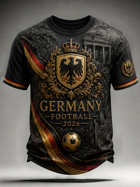Herren-Vintage-Deutschland-Fußballfan-T-Shirt mit Aufdruck