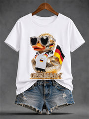 Damen-Freizeit-T-Shirt mit sommerlichem Fußball-Print
