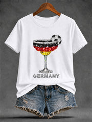 Damen-Freizeit-T-Shirt mit sommerlichem Fußball-Print